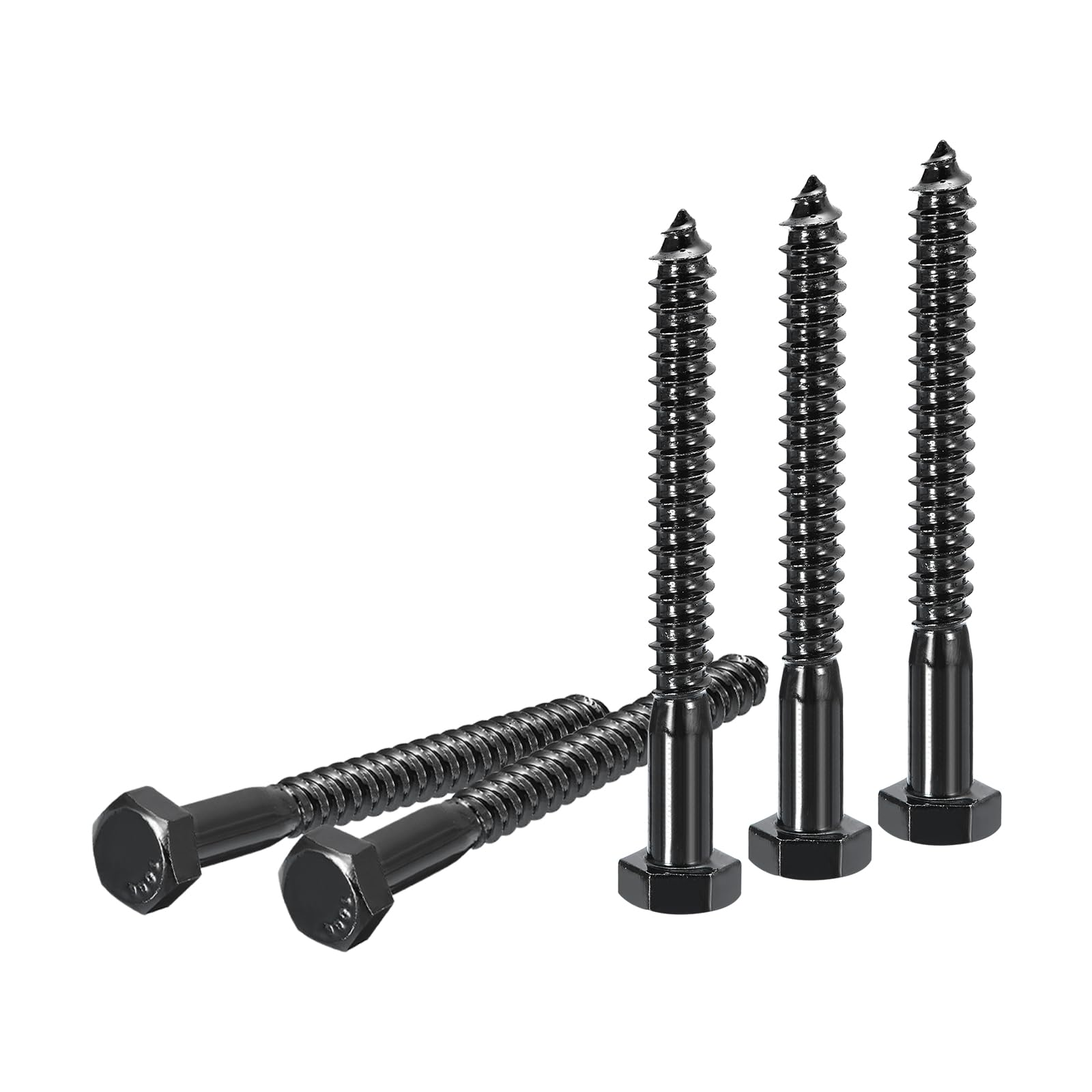 DTGN 5/16" x 3" Hex Lag Bolts - 10 Pack - for Woodworking, Furniture - 304 Stainless Steel Partial Thread Hexagon Head Lag Screws for Wood - Black