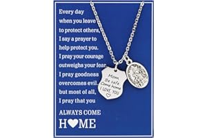 kaisinse St Michael Guardian Angel Necklace Be Safe Gift for Police Dad Mom Protector of Protectors Police Officer Prayer Gift Military Protection
