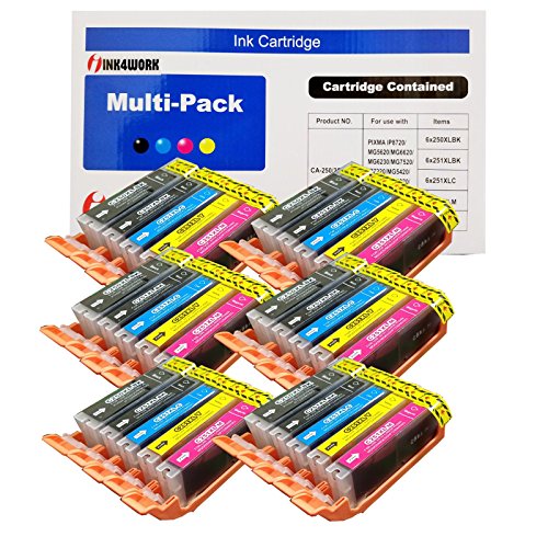 ink4work Set of 30 Pack PGI-250XL & CLI-251XL Compatible Ink Cartridge Set for Pixma IP7220, MG5420, MG6320, MX722, MX922