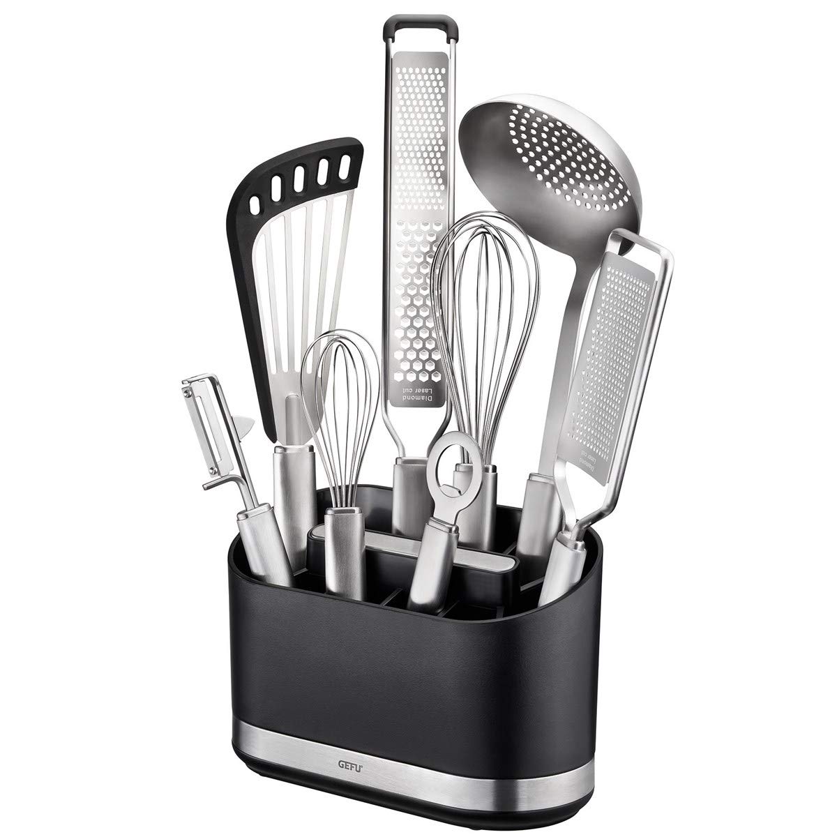 Gefu Smartline Utensil holder Black/Silver 22 x 10.2 x 14.2 cm