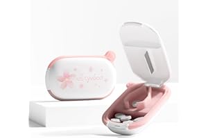 HyJeryty White Small Pill Cutter, Pill Splitter with Centering Device, Pill Cutter Splitter for Small and Tiny Pills, Cuts Vitamins Tablets, Portable Exquisite Pill Crusher for Purse Pocket