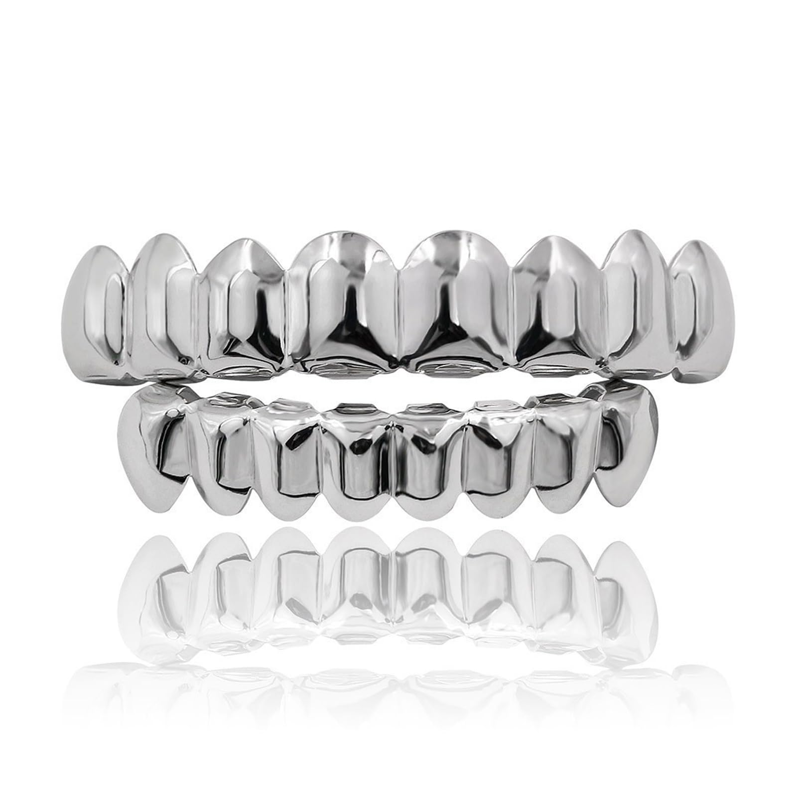 Qiwenr Hip Hop Teeth Grills, Rapper Braces, Bottom Grills, Hip Hop Custom Fit Polished Teeth Grillz, for Music Festivals, Fashion Shows, Halloween, Parties, Cosplay, Decoration — image 1