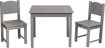HYGRAD Kids Wooden Table & 2 Chair Set for Preschoolers - Grey