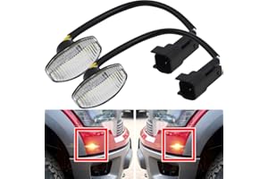 NJSBYL F150 LED Side Marker Lamps for 2010 2011 2012 2013 2014 Ford F150 SVT Raptor Pick Up Front Fender Flare Side Marker Lights Clear Lens Amber LED Turn Signal Light Kits