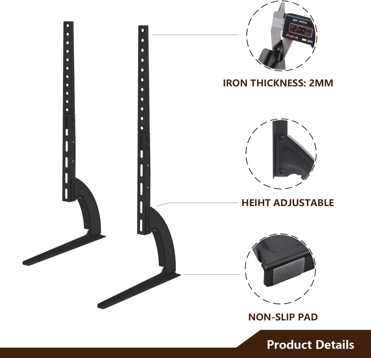 TAVR Universal Table Top TV Stand for Most 27 30 32 37 40 42 47 50 55 60 65 inch Plasma LCD LED Flat or Curved Screen TVs with Height Adjustment,VESA Patterns up to 800mm x 500mm,88 Lbs: Furniture & Decor