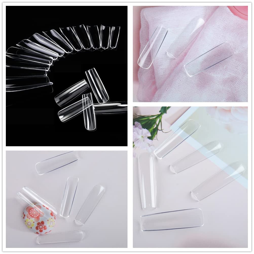 UNA GELLA Full Cover Nail Tips Square Gel Nails 120 PCS No C Curve XXL Extra Long Straight Curved Fake Tapered For Acrylic Salon Home DIY with Box - Image 6