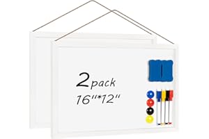 Miratino White Board Magnetic Dry Erase Board for Wall, 16"x12" Wooden Frame Whiteboard with Stand for Kids Students, Small White Boards Magnetic for Door Office Wall Decor-2 Pack