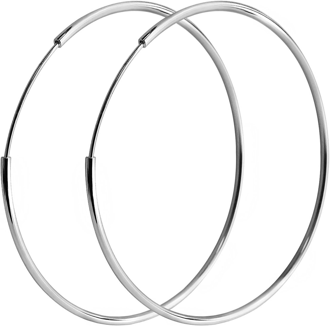 IDoy AmpleLove 925 Sterling Silver Hoop Earrings - Simple Polished Large Round Earrings for Women 25mm