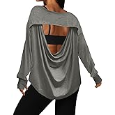 UNIANKIYA Open Back Workout Tops for Women Long Sleeve T Shirts Casual Activewear Athletic Yoga Gym Running Y2k Clothes