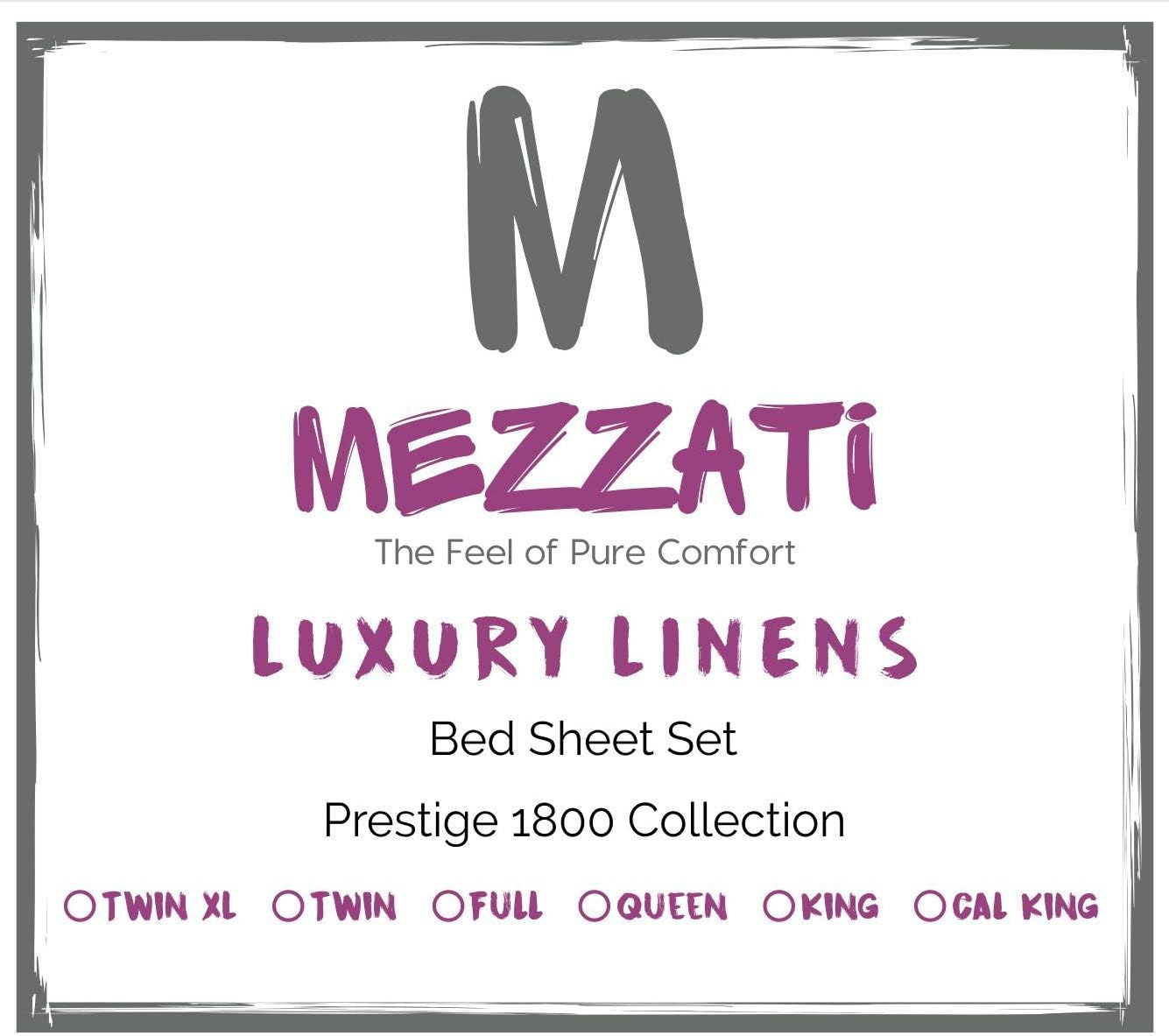 Mezzati Luxury Bed Sheet Set - Soft and Comfortable 1800 Prestige Collection - Brushed Microfiber Bedding (White, Queen Size): Home & Kitchen