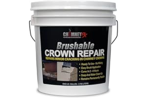 ChimneyRx 300014 Brushable Chimney Crown Repair – Elastomeric & Waterproof Coating for Crowns & Masonry - Fast-Setting & Long-Lasting Protection Crack & Leak Prevention - 1 Gallon