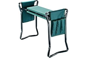 AB+ ABJ-KNLST01 Garden Kneeler Seat with 2 Bonus Tool Pouches & Soft Pad, Foldable Stool, Standard, Green