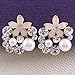Grace Jun Bridal Multicolor Rhinestone Crystal Gold Plated Clip On Earrings Without Piercing 8 Colors Choose (186white)
