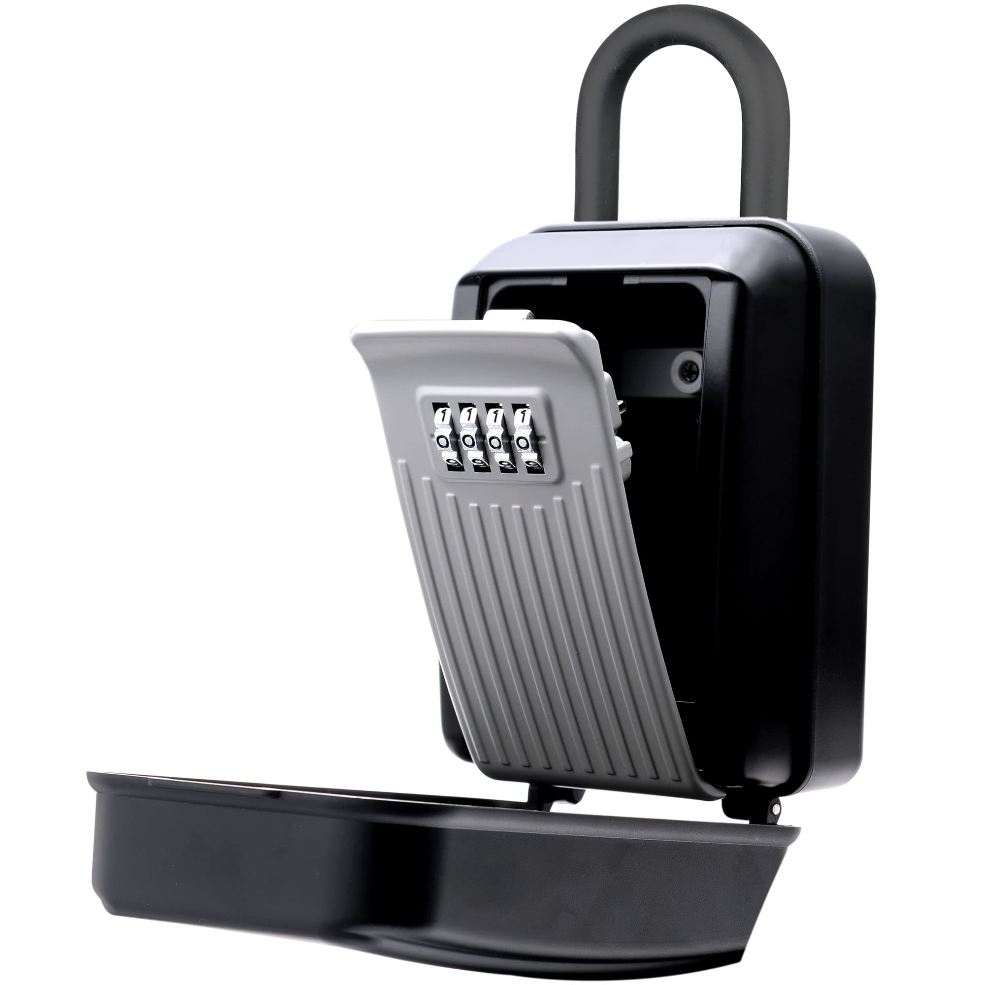 Door Knob Mounted Key Storage Security Lock Box,4 Digit Combination Lock Box,Hanging Key Safe Box for Indoor&Outdoor,to Share and Secure Keys for Home,Office,Garage etc[Internal Size:9.8*7.8*4.0cm]