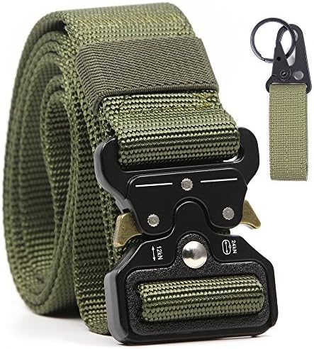 Men's Tactical Webbing Belt, Military Style 1.5" Belt with Quick Release Metal Buckle Made by 1000D Nylon