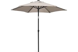 AMMSUN 5.8ft Patio Umbrella Outdoor Table Umbrellas with Push Button Tilt, UPF50+ Premium Steel Pole and Ribs for Deck, Lawn, Garden, Backyard & Pool (Pale Khaki)