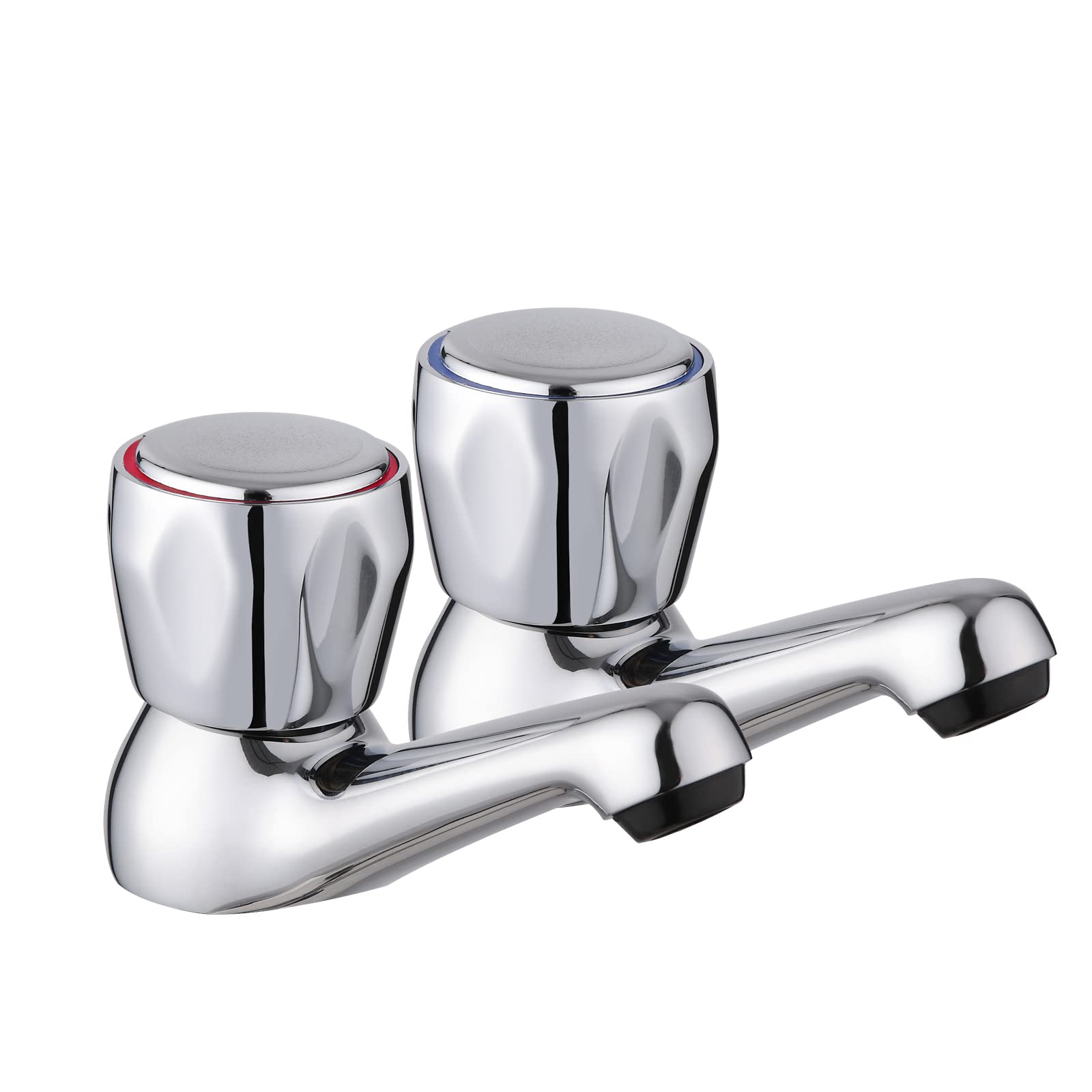 JASSFERRY 1/2" Pair of Basin Taps Traditional Knob Handle Bathroom Sink Tap Club Hot & Cold Faucet, Chrome Polished Set of 2