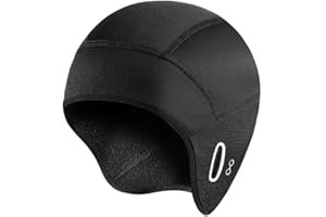 Thermal Fleece Skull Cap Beanie with Glasses Holes, Ear Warmer Helmet Liner, Winter Cycling Bike Hat for Men Women