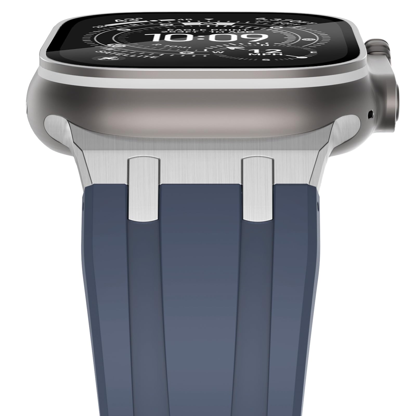 NewWays Silicone Strap Compatible with Apple Watch 42mm(Series 11/10) 41mm 40mm 38mm,Metal Connector Sport Straps Replacement Band for iWatch Series 11 10 9 8 7 6 SE 5 4 3 2 1,Blue/Silver Connector