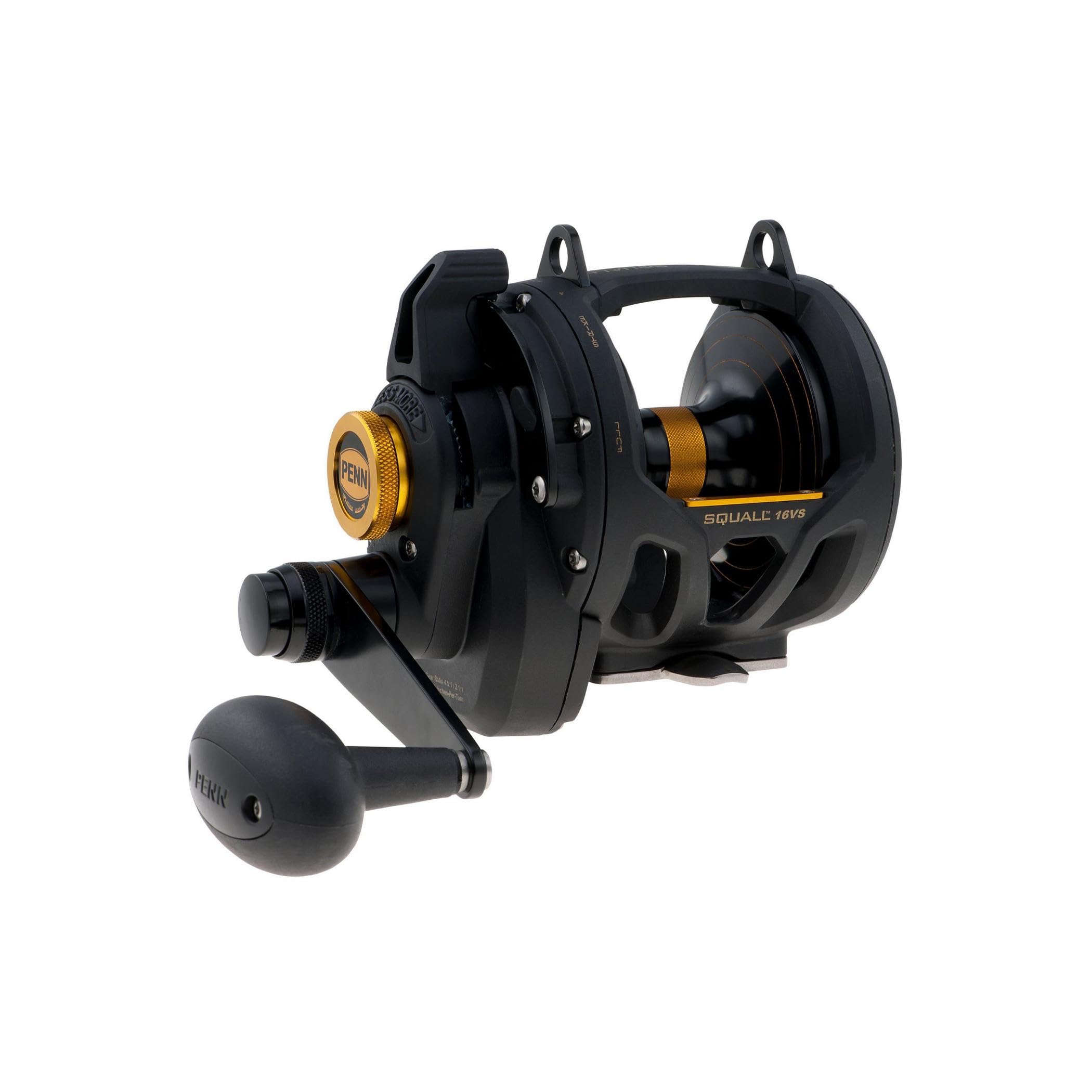 PENN Squall® Lever Drag 2 Speed, Fishing Reel, Conventional Reels, Sea - Offshore Fishing, Saltwater Boat or Kayak Fishing,Unisex, Black Gold, 16 | Right Hand