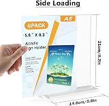 Flow fire A5 Acrylic Sign Holder 6 Pack Triangle Stand Perspex Menu Display view 2