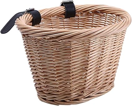 wicker bicycle basket leather straps