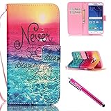 Galaxy S6 Case, Galaxy S6 Wallet Case, Firefish [Kickstand] PU Leather Flip Purse Case Slim Bumper Cover with Lanyard Magnetic Skin for Samsung Galaxy S6 + including One Stylus-Sea