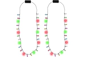 FUTUREPLUSX Christmas Light Up Necklaces, 2PCS LED Necklaces for Christmas Party Supplies Accessories