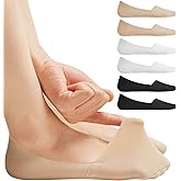 Murmorers No Show Socks for Women, Non Slip Nylon Thin Footies Invisible Silky Low Liner Socks for Loafers Flats 6 Pairs