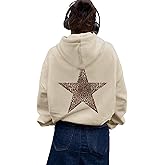 Women's Cheetah Leopard Star Print Hooded Sweatshirt Y2k Casual Long Sleeve Pullover Hoodie Tops