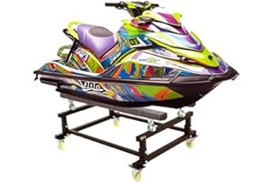Oldriver 1000lbs Capacity Watercraft PWC Dolly Jet Ski Stand- Adjustable Bunks for Jet Ski, PWC,Boat Carpeted to Prevent Scratch 4 Wheels & 2 Brakes