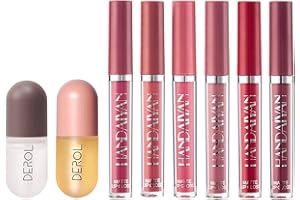 ARINDAR DEROL Lip Plumper Set,Natural Lip Plumper and Lip Care Serum,Lip Enhancer for Fuller,6Pcs Matte Liquid Lipstick Makeup Set, Matte liquid Long-Lasting Wear Non-Stick Cup Not Fade Waterproof Lip Gloss