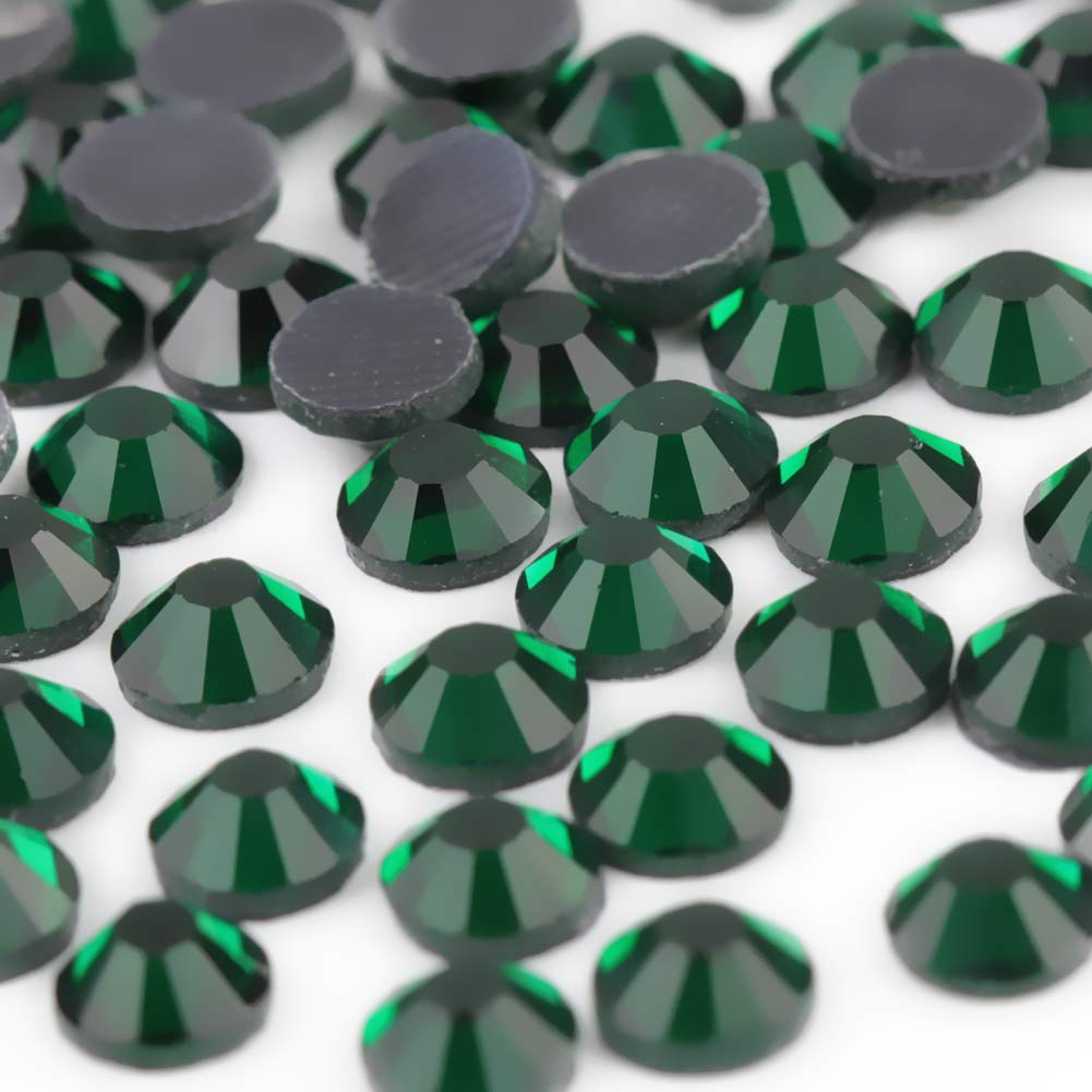 Crystal Hotfix Rhinestone,Machine Cut Stone 1440pcs/pkg (Emerald,SS10,3mm)