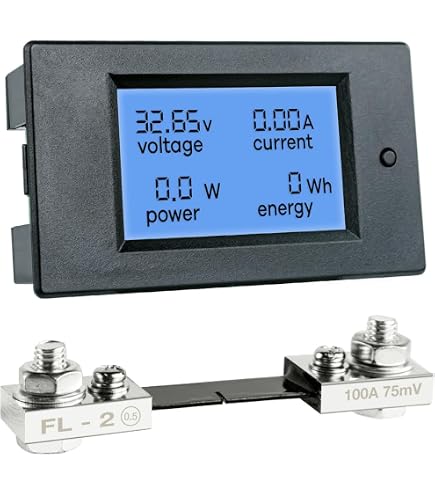 LCD Display DC Battery Monitor Meter 0-200V Volt Amp For Car RV Solar