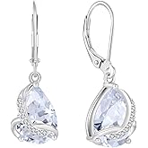 Rocayi Teardrop Earrings for Women 925 Sterling Silver Dangle Drop Leverback Earrings Birthstone Jewelry Gifts for Wife Mom Girlfriend Her