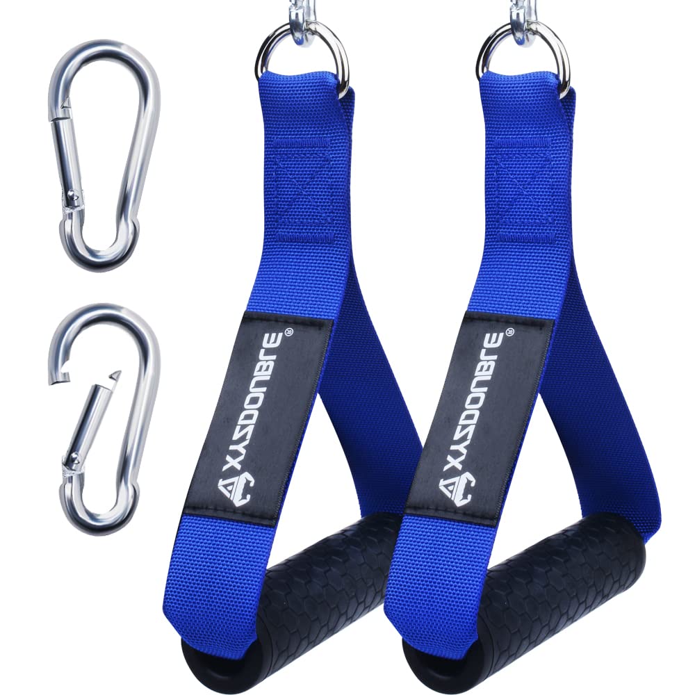 Resistance Bands Handle Cable Attachments Heavy Duty Cable Machine Attachment Fitness Grip with Solid ABS Cores Durable Carabiners for Cables Crossover LAT Pull Down Home Gym Blue