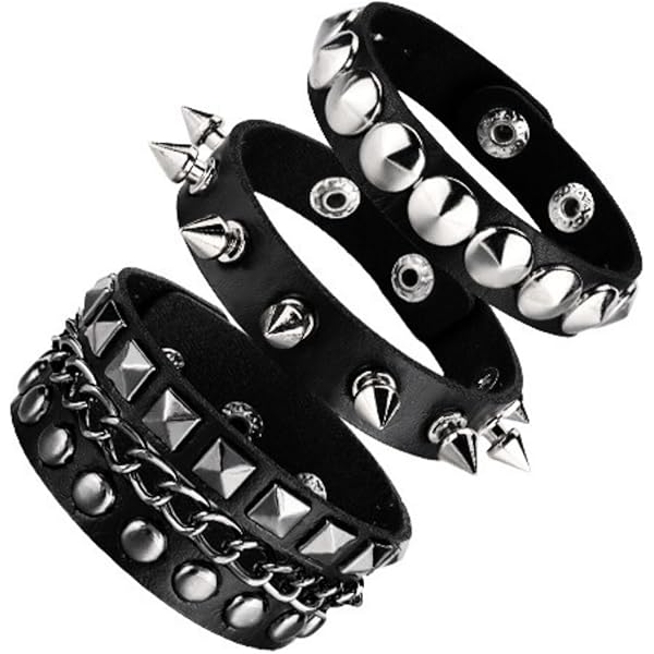Amazon.com: Generic Punk Leather Studded Star Bracelet for