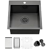 Black Stainless Steel Drop In Single Bowl Kitchen