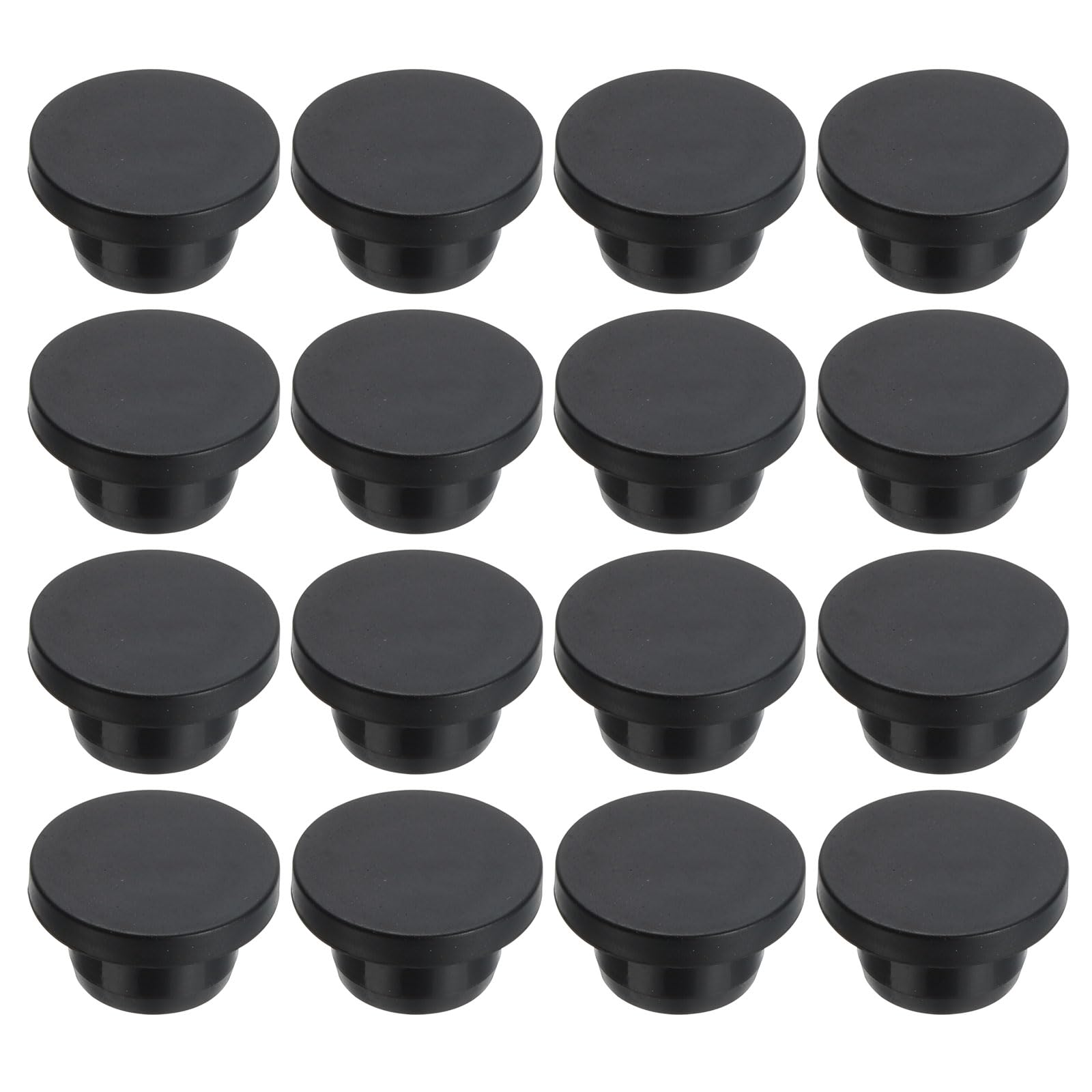 PATIKIL 18mm Diameter Rubber Hole Plugs, 16 Pcs Silicone Rubber Round Hole Stoppers for 17mm Hole, Black