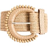 Verdusa Women's Round Buckle Straw Belts Boho Braided Waist Belt