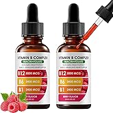PlocoXe Vitamin B Complex | B12 B6 B1 B3 B9, Essential Vitamin Liquid Drops for Immune & Energy Metabolism, Brain & Heart Support, Raspberry Flavor 2fl oz