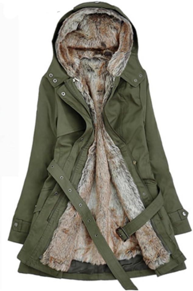 Women's Winter Coats Plus Size Thicken Faux Fur Lined Hooded Anorak Jackets