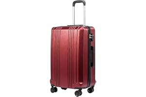 Coolife Luggage PC+ABS Hardshell Suitcase with TSA Lock, Spinner Carry On Lightweight (wine red, S(20in_carry on))