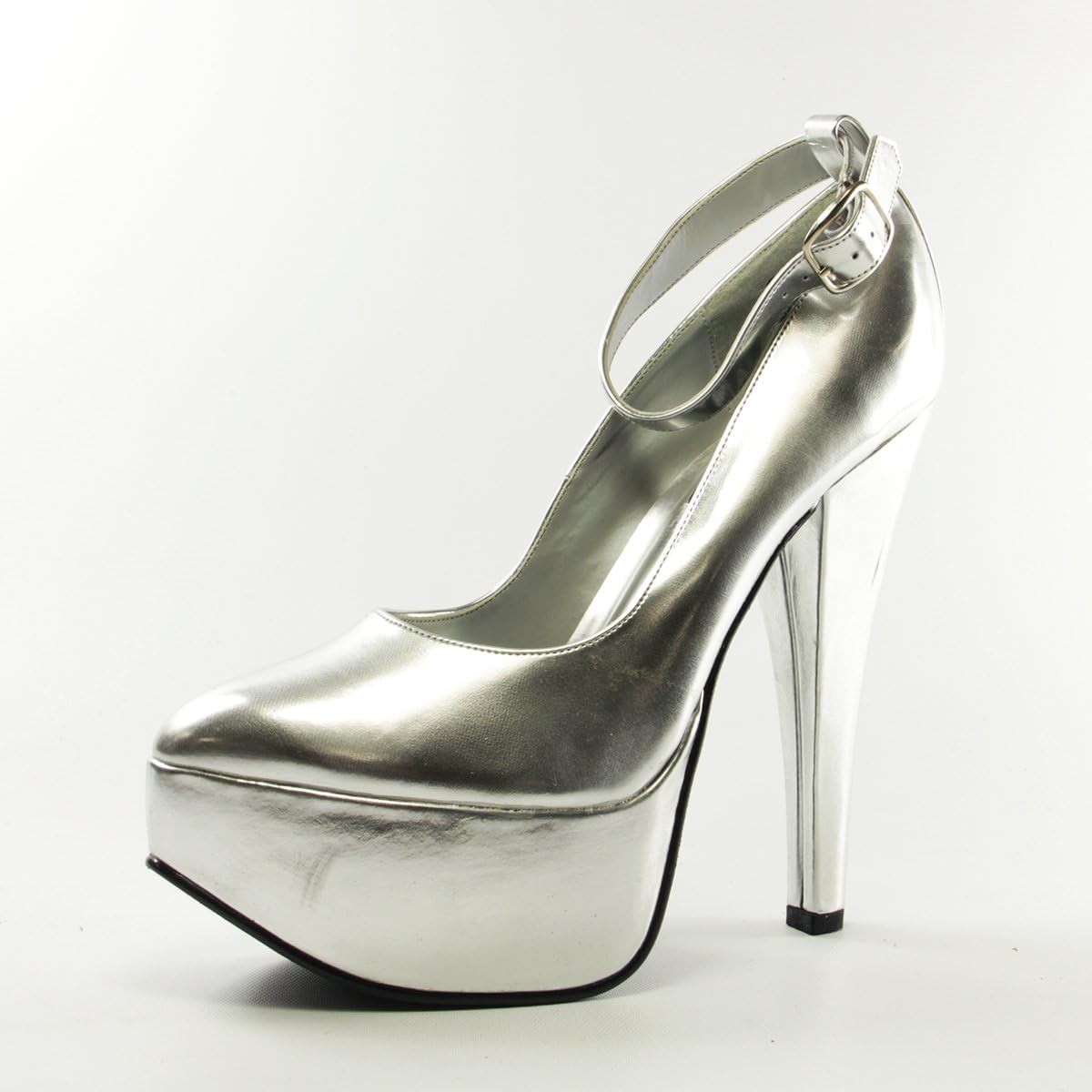 Jante Women's Silver Patent Platform High Heel Shoes - Size 8.5