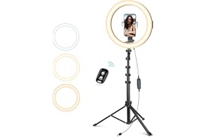Sensyne 12'' Ring Light with Tripod Stand, LED Selfie Ring Light with Stand and Phone Holder for Photography/Recording/YouTube/TikTok, Compatible with All Cell Phones/Cameras