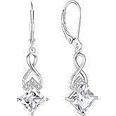 Rocayi Infinity Dangle Drop Earrings 925 Sterling Silver Leverback Earrings Birthstone Jewelry for Women