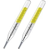 Glass Thermometer Mercury Free Clinic Traditional Dual Scale C&amp;F 2PK
