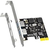 GLOTRENDS U3023 2-Port PCIe USB A Expansion Card, USB 3.2 Gen 1 | PCIe X1, 5V/2A per port for VR, cameras, NVMe enclosures, low-profile, Windows/Linux (Not for Mac OS)