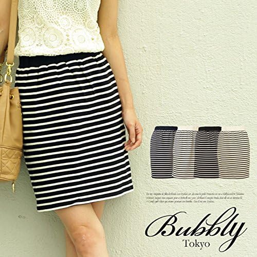 Amazon ウエストゴムボーダータイトスカート フリー ネイビー ホワイト スカート 通販