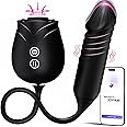 Dildo Vibrator Women Sex Toys - MOOLIGIRL APP Control Rose Sucking Vibrater & Vibrating & Thrusting Dildos for Clit Nipple G Spot Anal Stimulation, 10 Modes Tongue Sucker Adult Toy for Couples Games